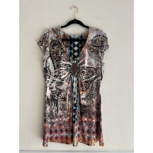 Unity World Wear Multicolor Beaded Top Medium Boho Festival Artsy